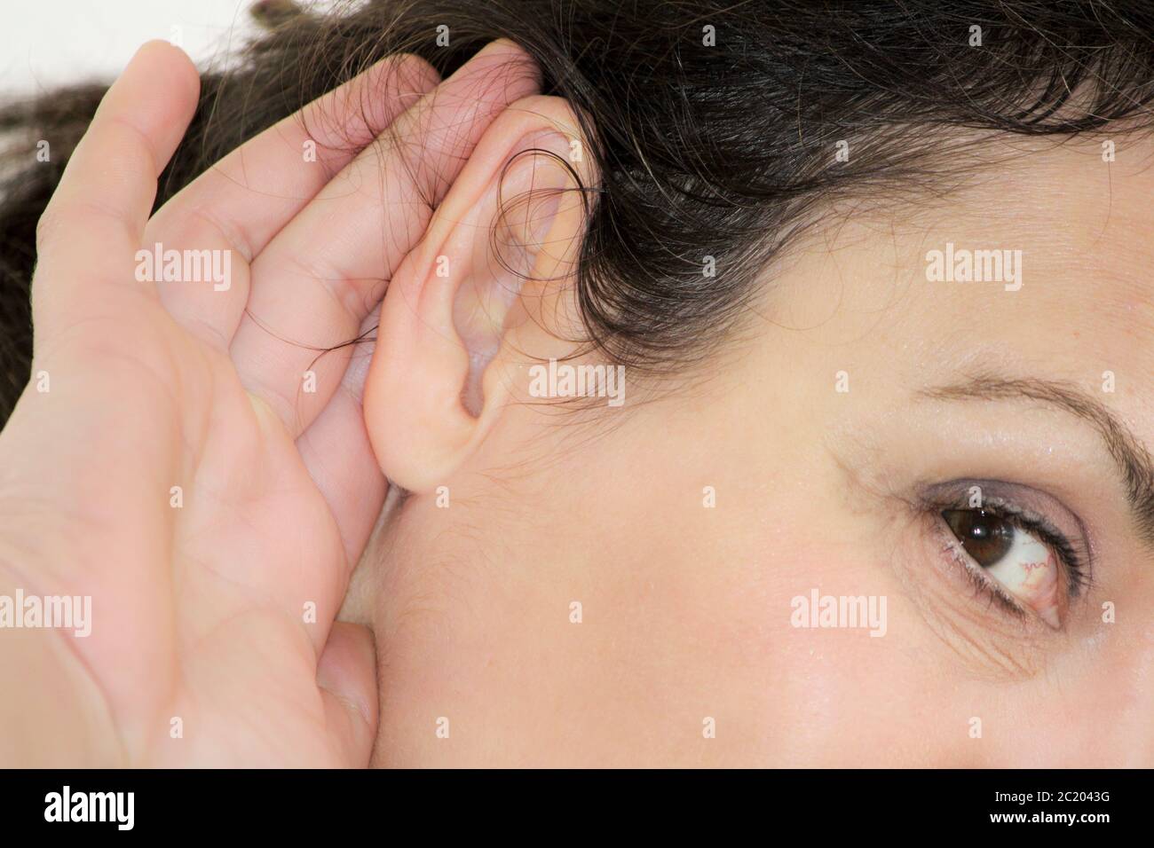 Difficoltà di udito Foto Stock