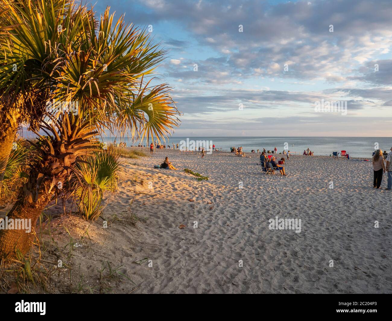 Tramonto su Manasota Key Beach su Manasota Key in Englewood Florida Stati Uniti Foto Stock