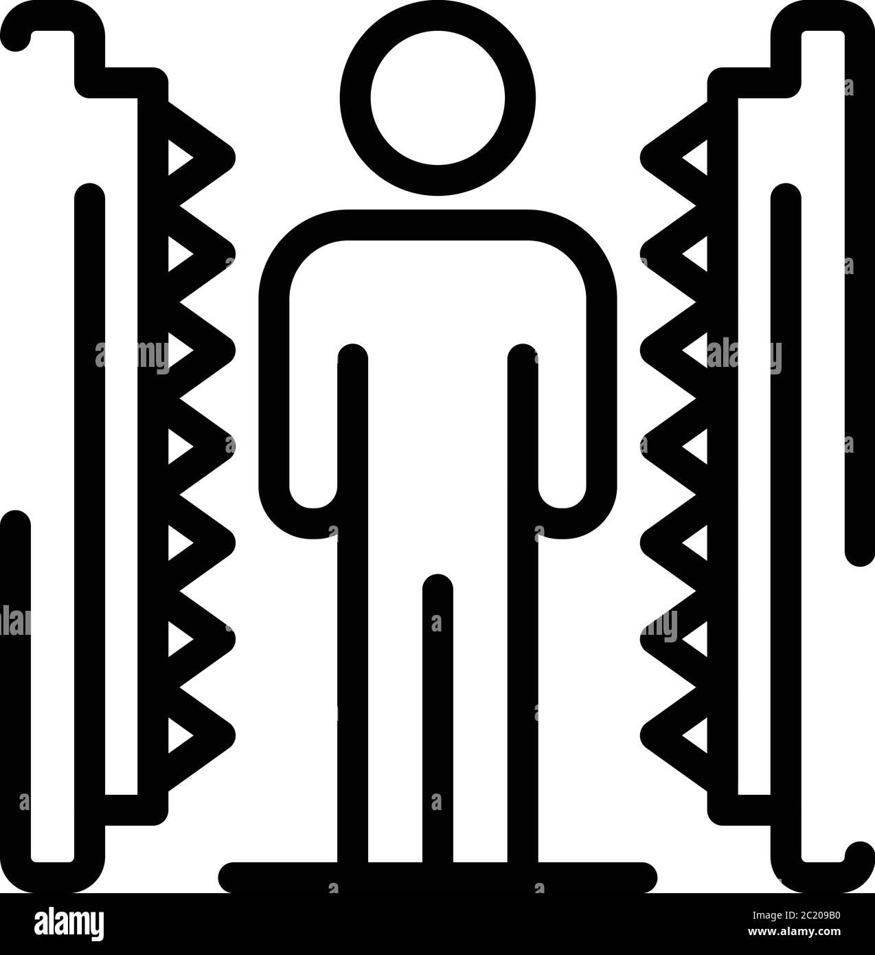 Uomo sotto l'icona della stampa, stile di contorno Illustrazione Vettoriale