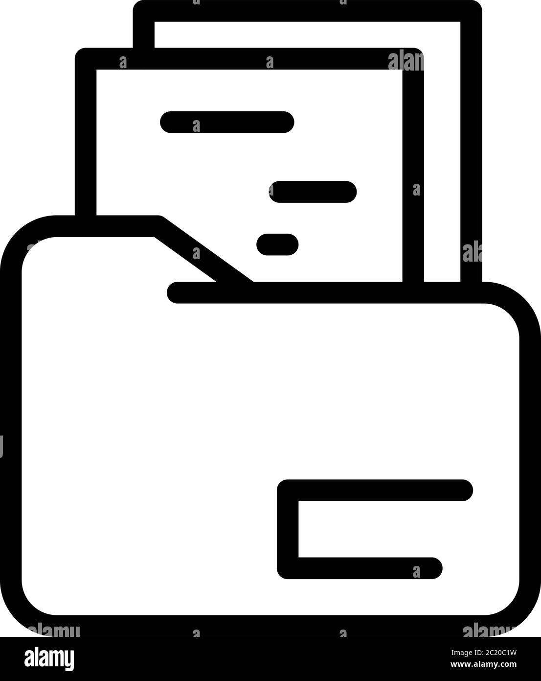 Cartella con icona file, stile contorno Illustrazione Vettoriale