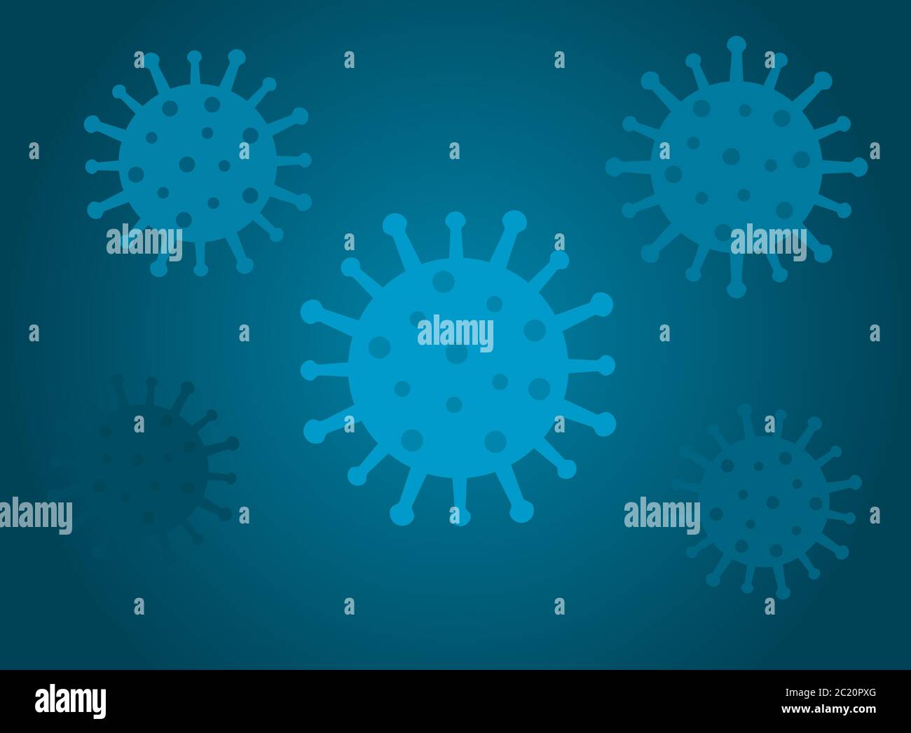 Forma del simbolo del modello SARS-COV-2 del virus del coronavirus. Sfondo blu. Illustrazione vettoriale. Illustrazione Vettoriale