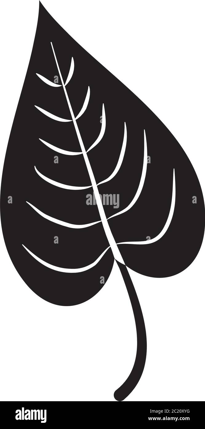 diavoli icona foglia tropicale edera su sfondo bianco, stile silhouette, illustrazione vettoriale Illustrazione Vettoriale