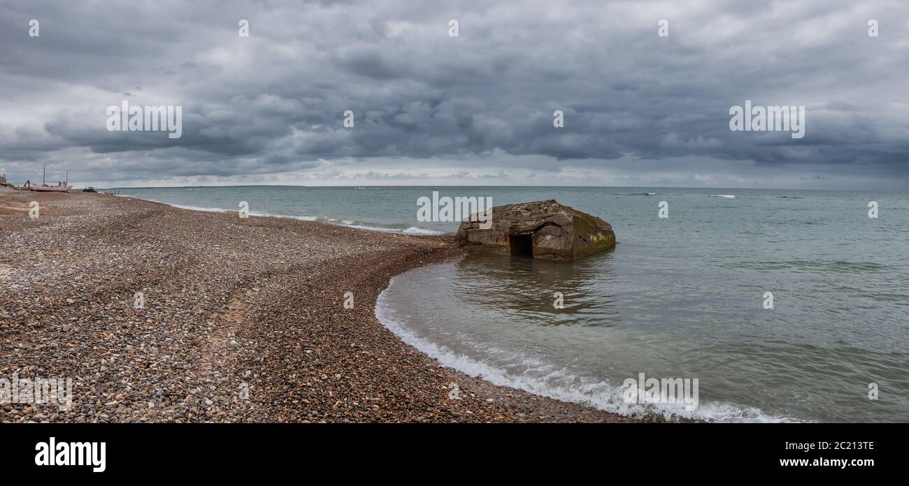 Bunker della seconda guerra mondiale sulla costa del Mare del Nord a LildStrand, Danimarca Foto Stock