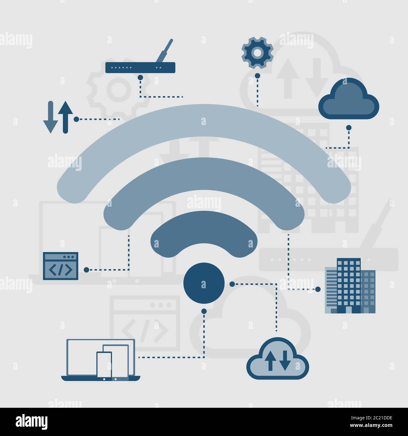 Tecnologia di connessione wireless, illustrazione vettoriale Illustrazione Vettoriale