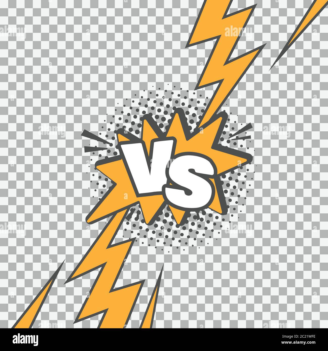 Contro le lettere VS combattere lo sfondo in stile fumetti piatti con mezzitoni, illustrazione vettoriale Illustrazione Vettoriale