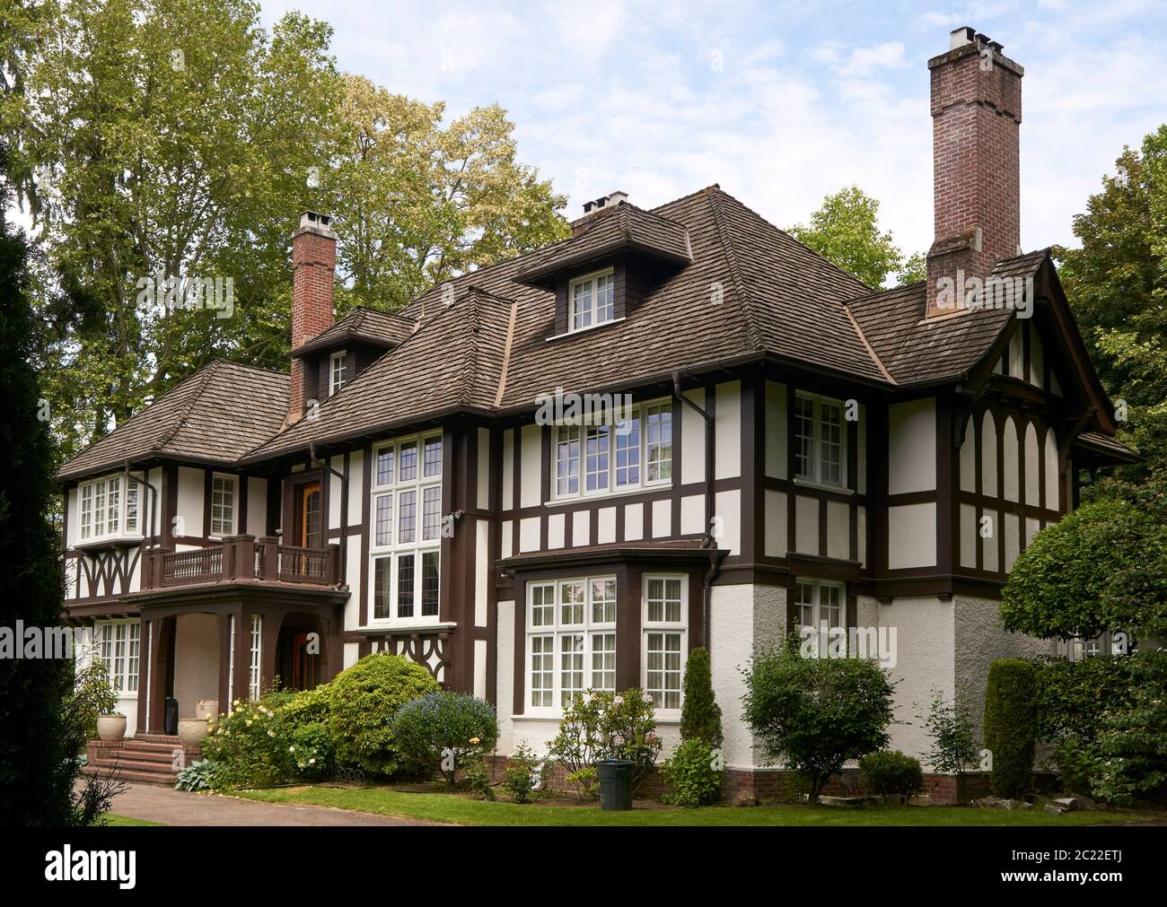 Residenza in stile Tudor Revival nel quartiere di lusso di Shaughnessy, Vancouver, BC, Canada Foto Stock