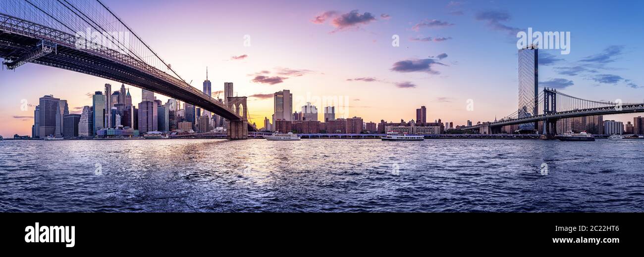vista panoramica a manhattan al tramonto Foto Stock