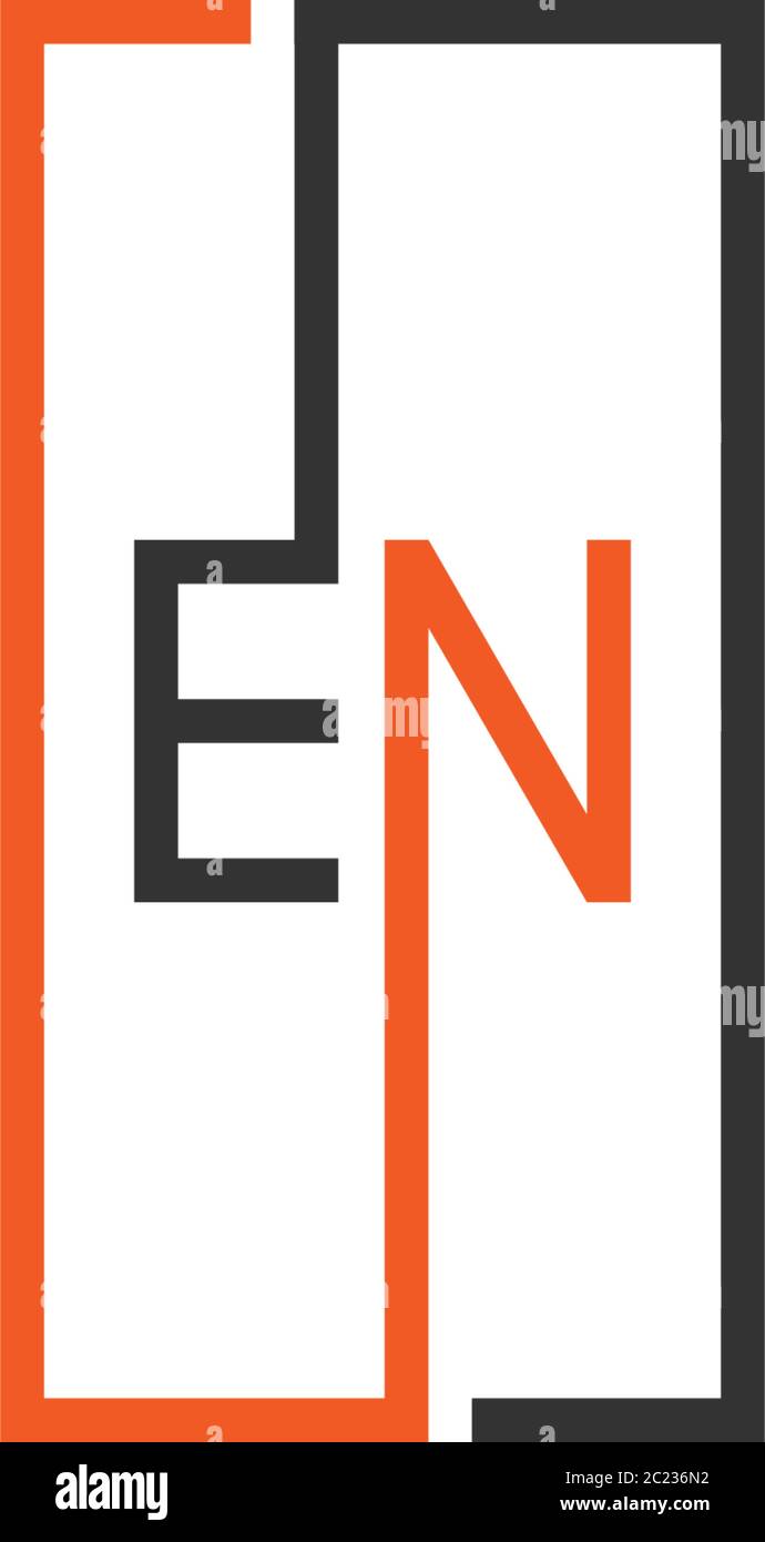 DESIGN con lettere CON logo EN in nero e arancione Illustrazione Vettoriale