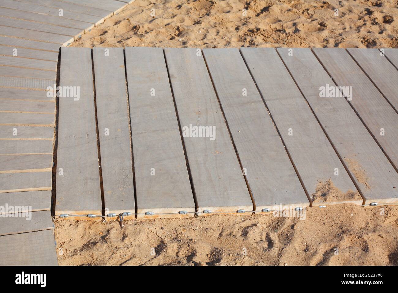 Tavole in legno da un percorso attraverso le dune, Germania, Europa Foto Stock