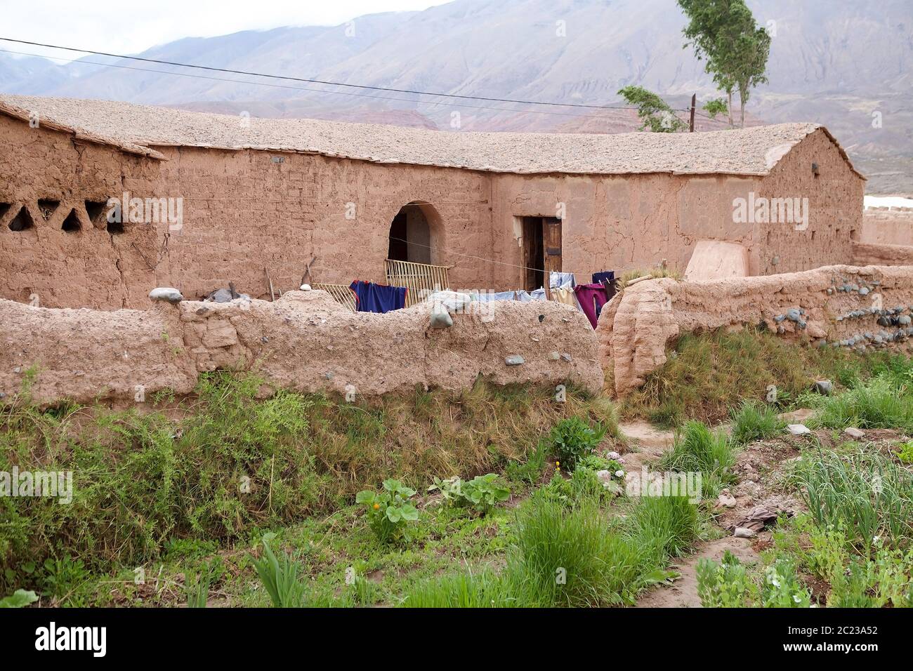 La Poma villaggio lungo la Valle Calchaqui, Argentina. Si tratta di una valle nella regione nord-occidentale dell'Argentina e il villaggio è stato distrutto da un terretto Foto Stock