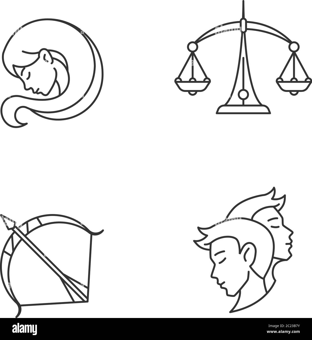 Set di icone lineari pixel Perfect per i segni di nascita Illustrazione Vettoriale