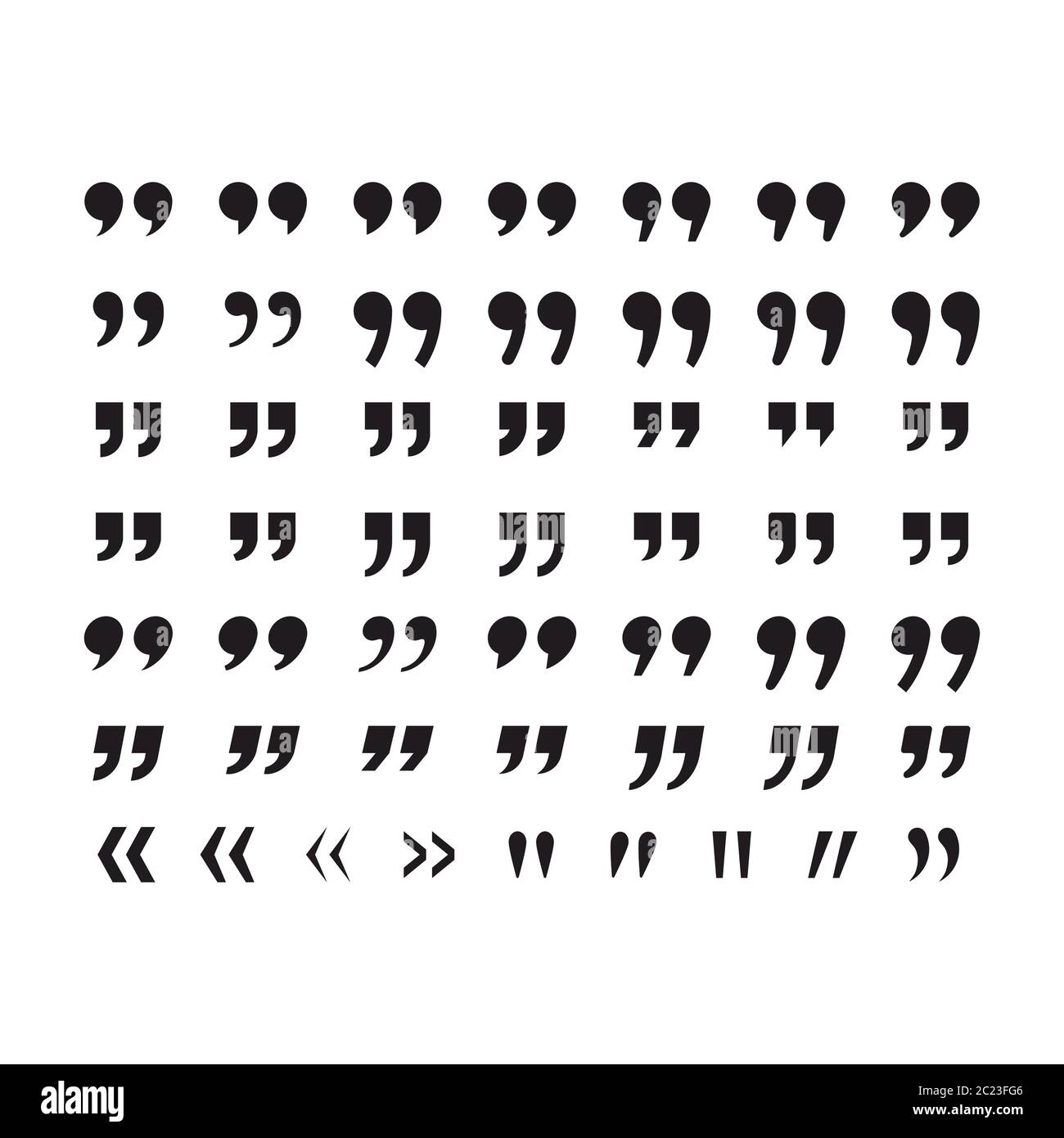 Virgolette, virgolette nere isolate icona vettore. Segni di riconoscimento vocale Immagine e