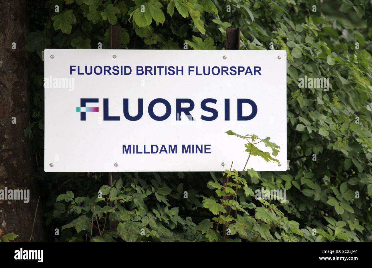 Fluorsid Milldam Mine segno a Great Hucklow nel Derbyshire Peak District National Park Foto Stock