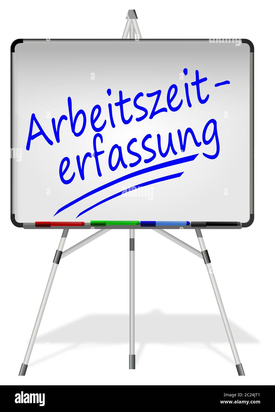 Lavagna bianca con Time Tracking - in tedesco - illustrazione 3D Foto Stock