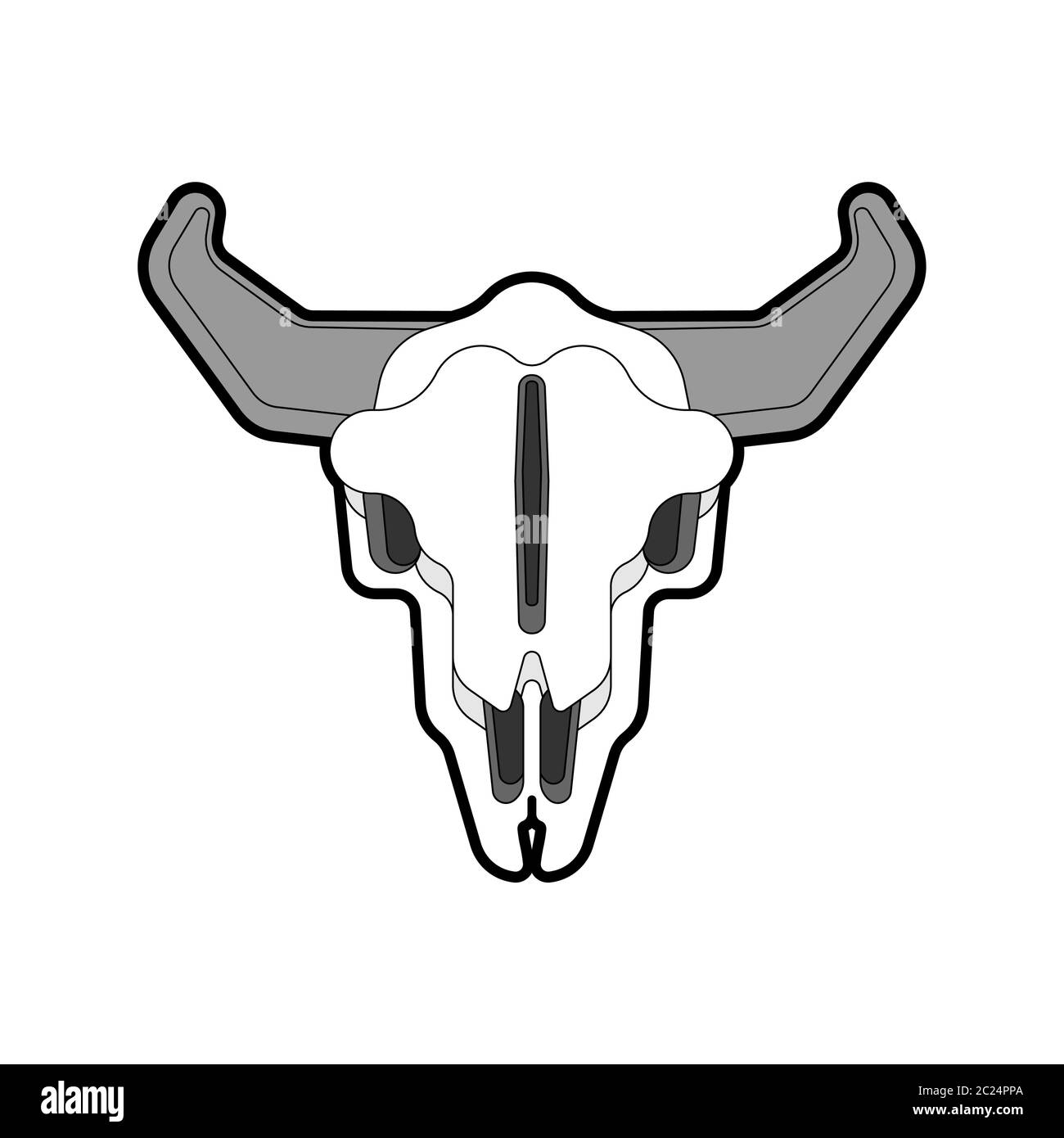 Mucca cranio isolata. Testa scheletrica di toro. Illustrazione vettoriale Illustrazione Vettoriale