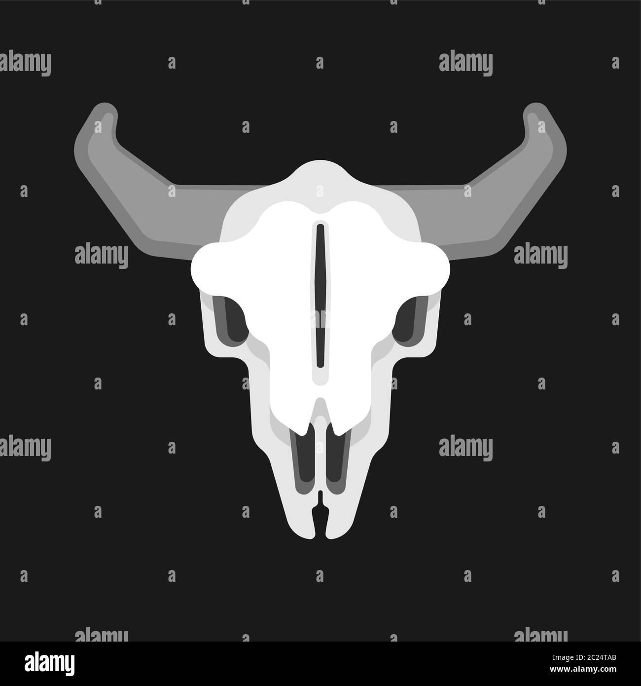 Mucca cranio isolata. Testa scheletrica di toro. Illustrazione vettoriale Illustrazione Vettoriale