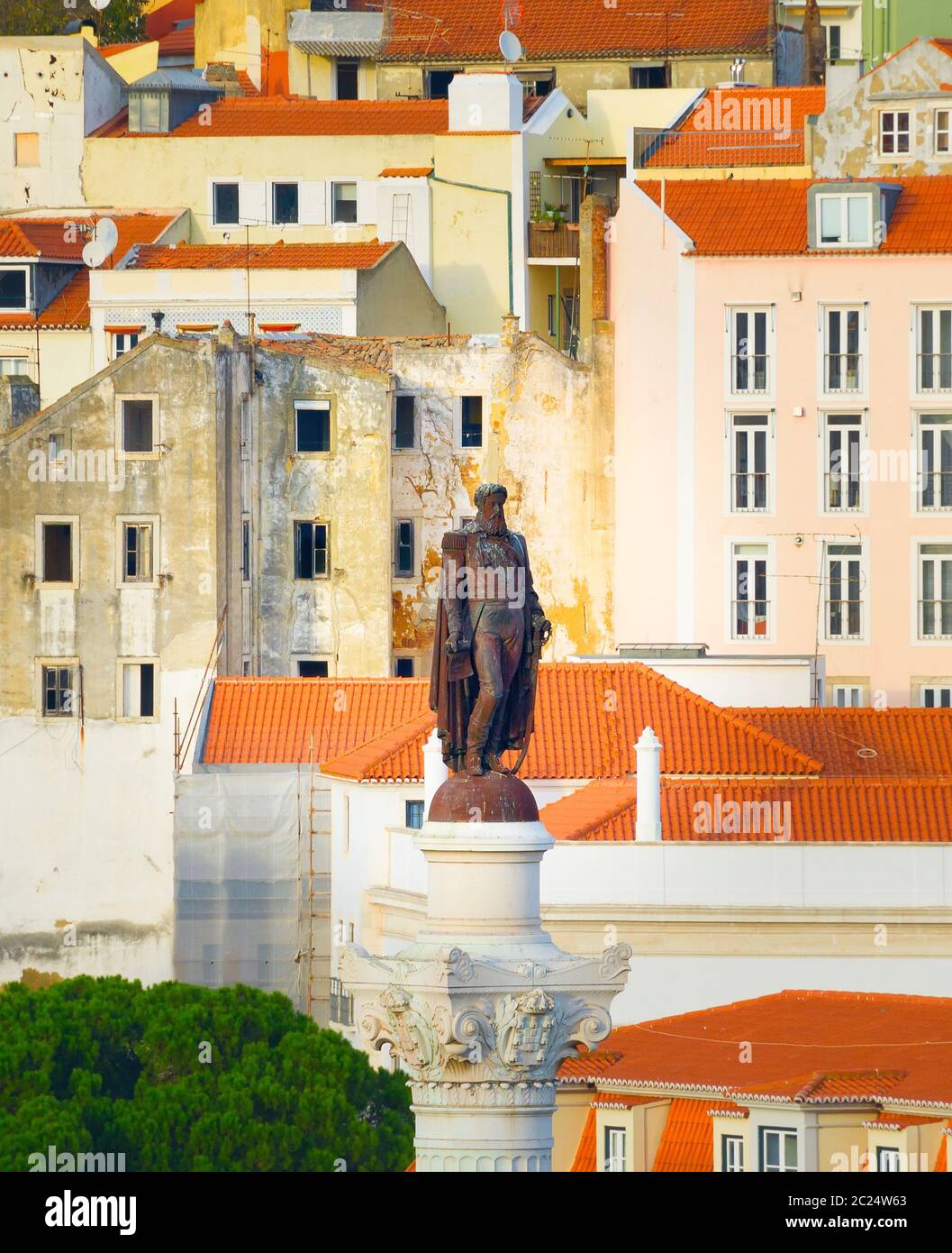 Monumento re Pedro IV Lisbona Foto Stock