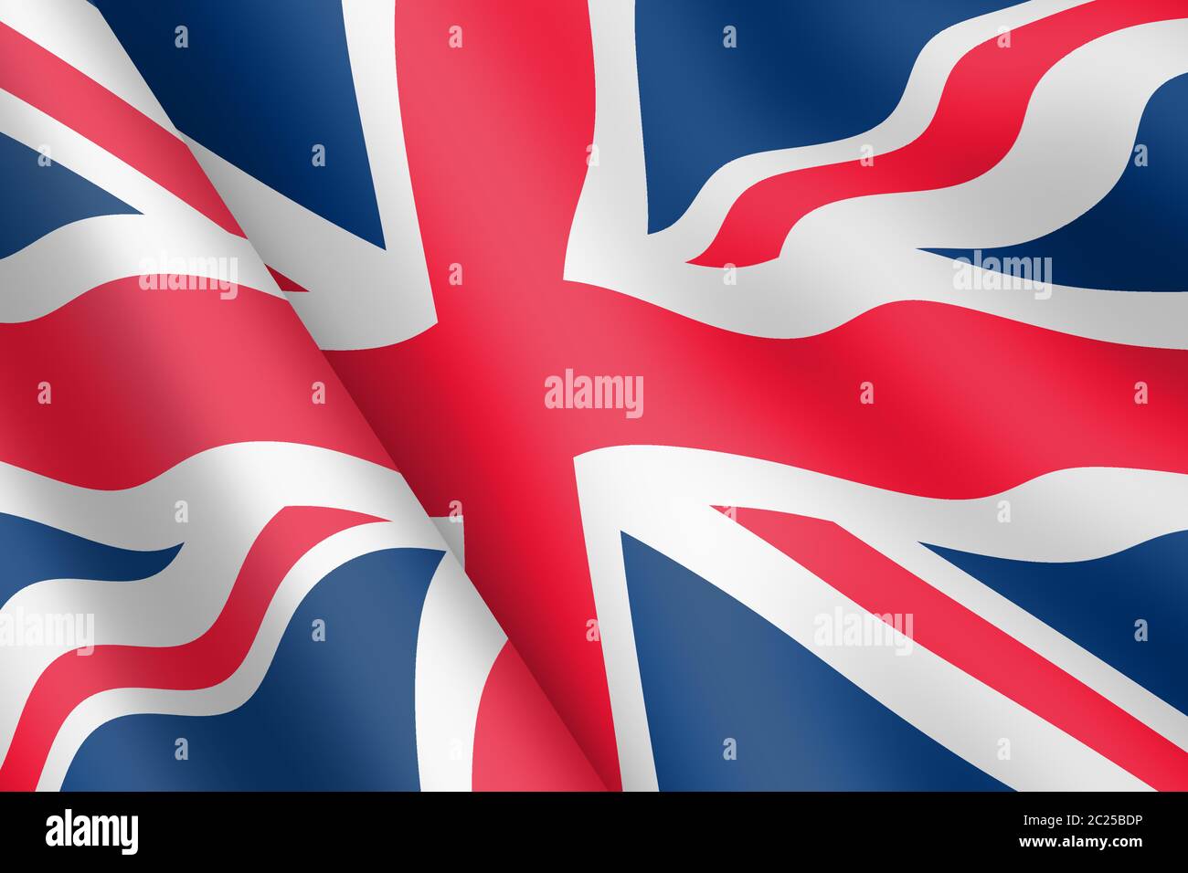 UK Union Jack GB waving flag illustrazione ondulazione del vento ondulazione Foto Stock