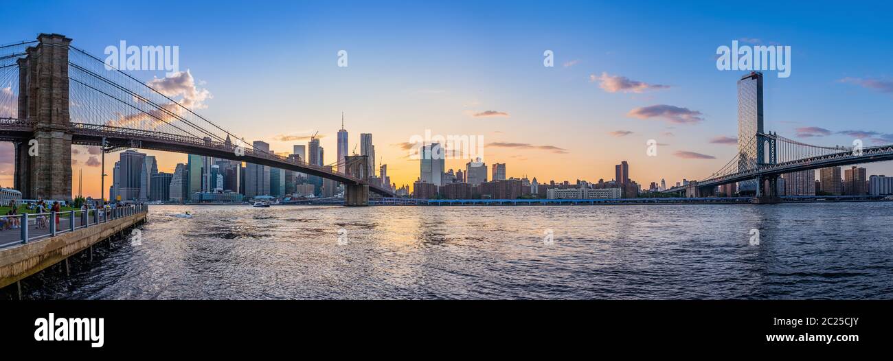 vista panoramica a manhattan al tramonto Foto Stock