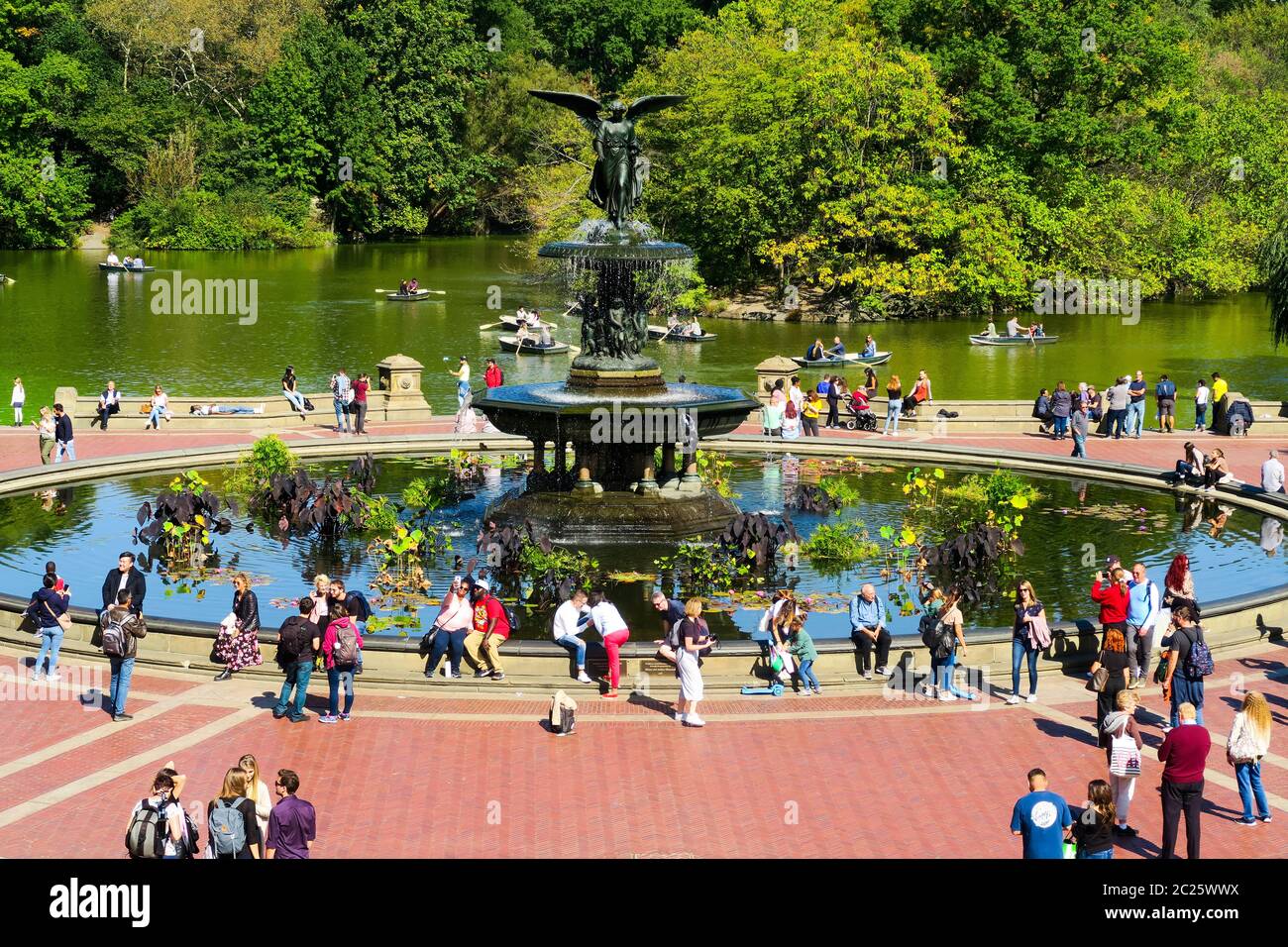 Fontana centrale del parco a New York. Foto Stock