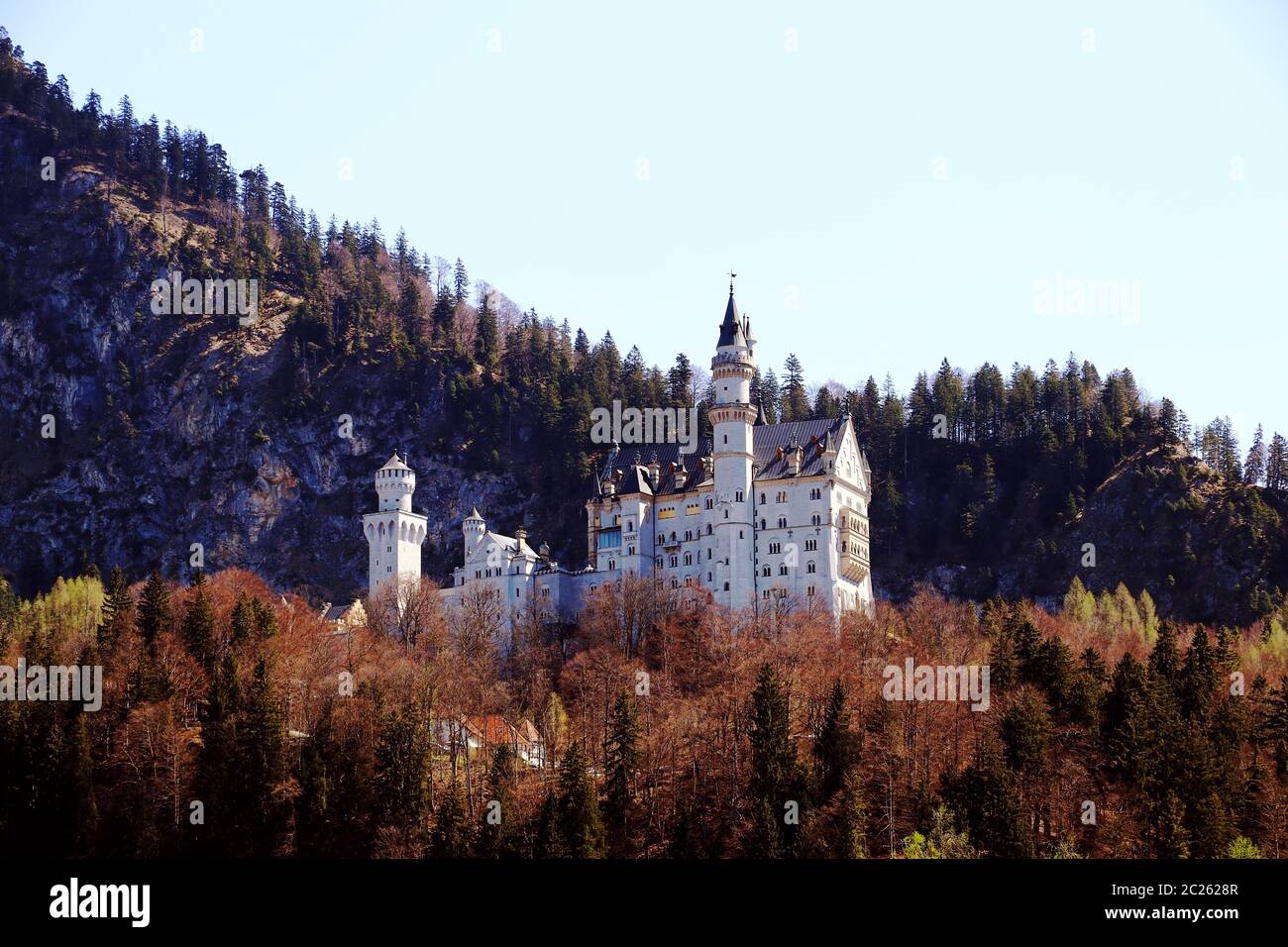 Schloss Neuschwanstein vicino a Hohenschwangau in Baviera Foto Stock