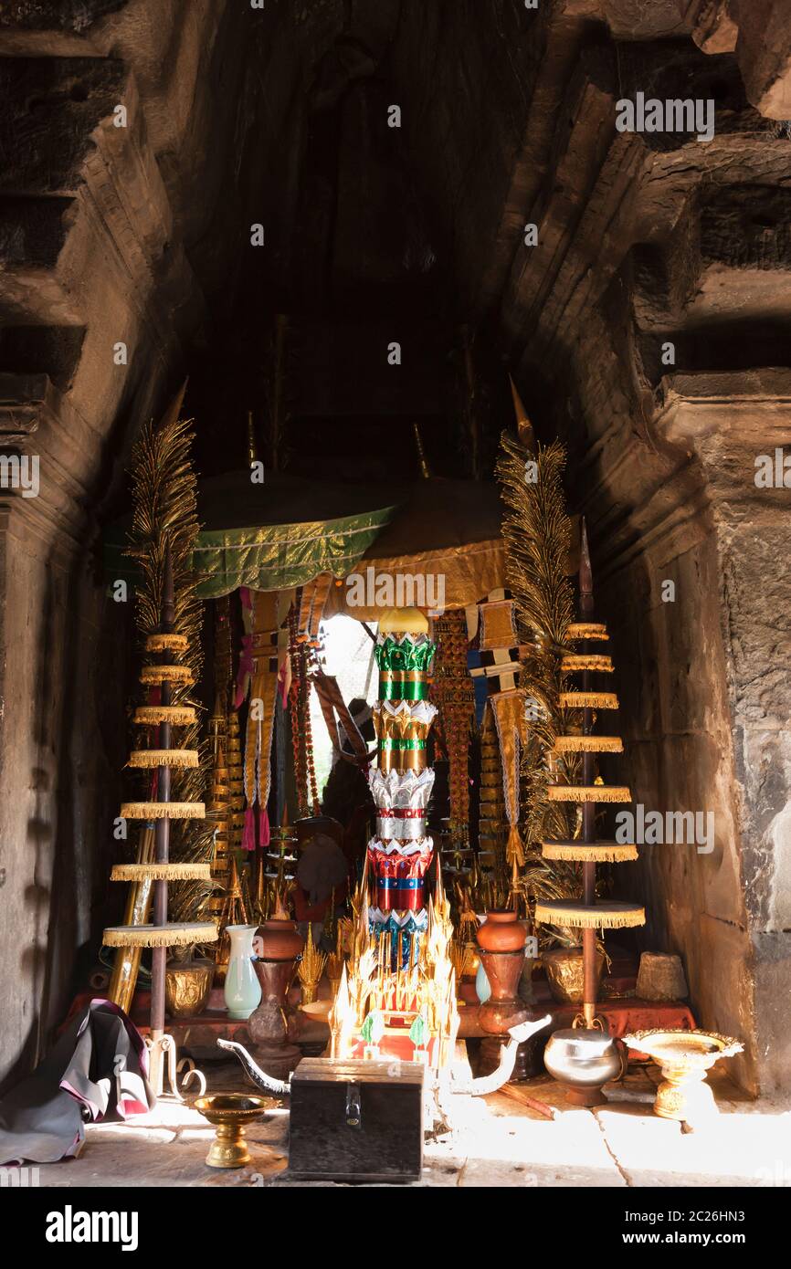 Tempio di Preah Vihear, all'interno del tempio principale, edificio principale, santuario principale, tempio indù dell'antico Impero Khmer, Cambogia, Asia sudorientale, Asia Foto Stock