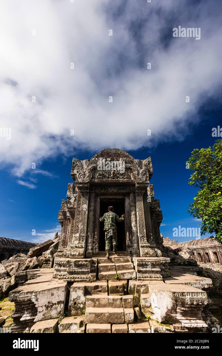 Tempio di Preah Vihear, tempio principale, edificio principale, santuario principale, tempio indù dell'antico Impero Khmer, Preah Vihear, Cambogia, Asia sudorientale, Asia Foto Stock