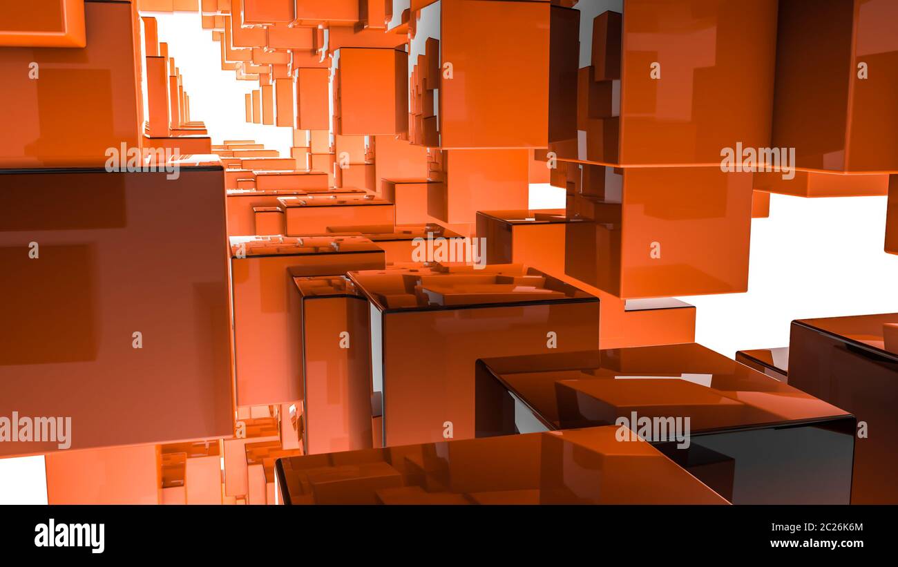 Abstract tridimensionale di sfondo dei rettangoli di colore arancione. 3D render Foto Stock