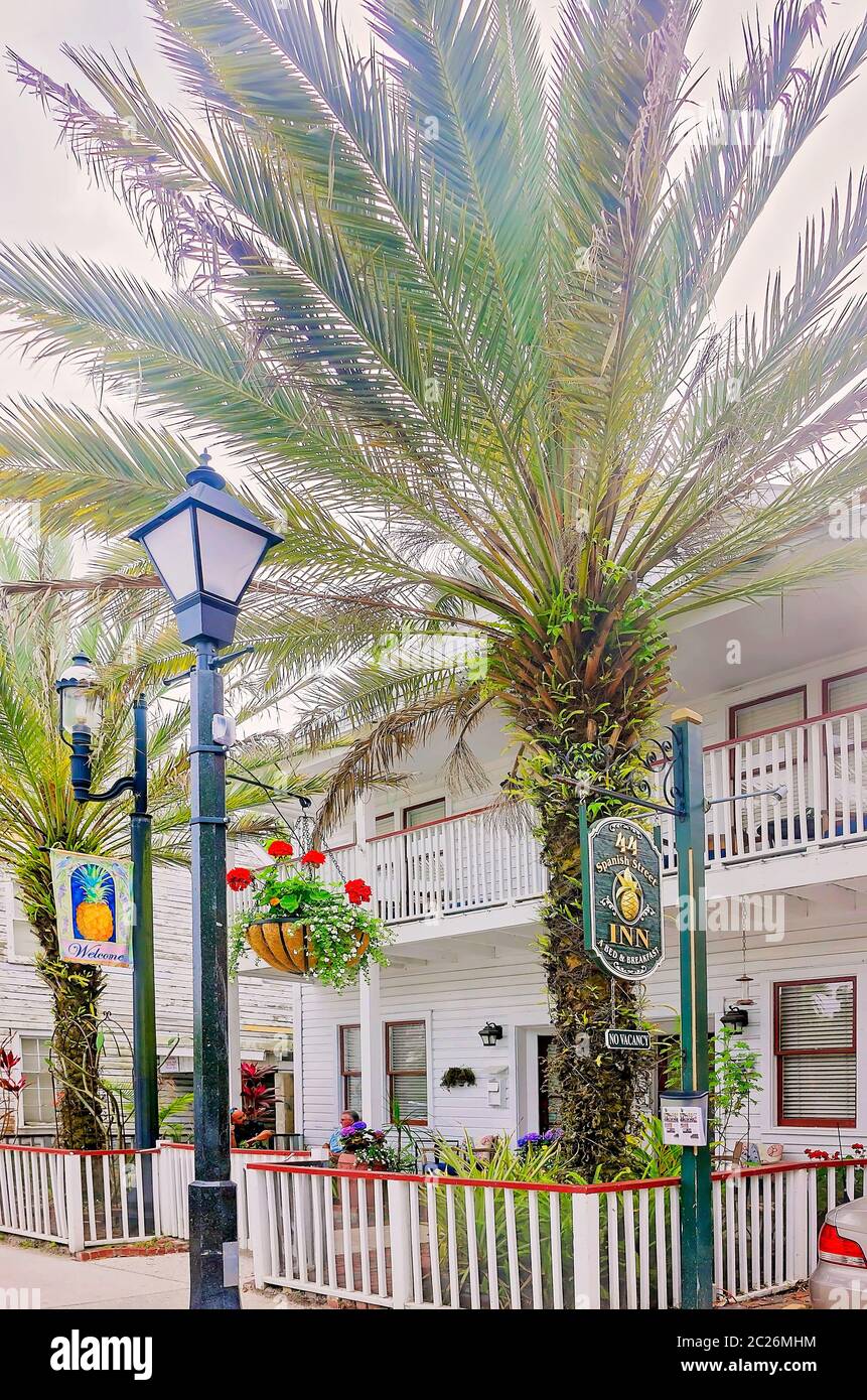Spanish Street Inn è stato ritratto, 11 aprile 2015, a St. Augustine, Florida. Il bed and breakfast è stato costruito nel 1920. Foto Stock