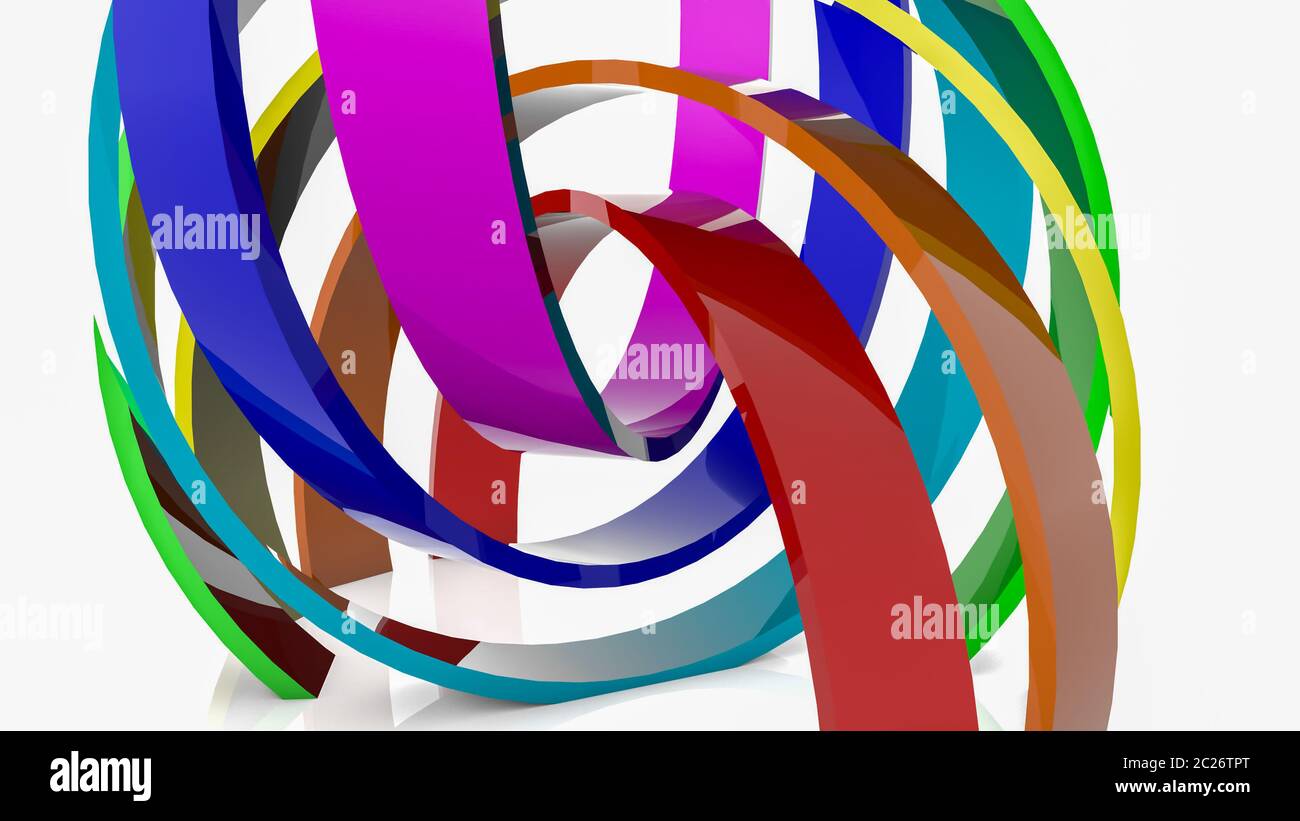 Lo sfondo da multi-strisce colorate. Abstract illustrazione arcobaleno. 3D render Foto Stock