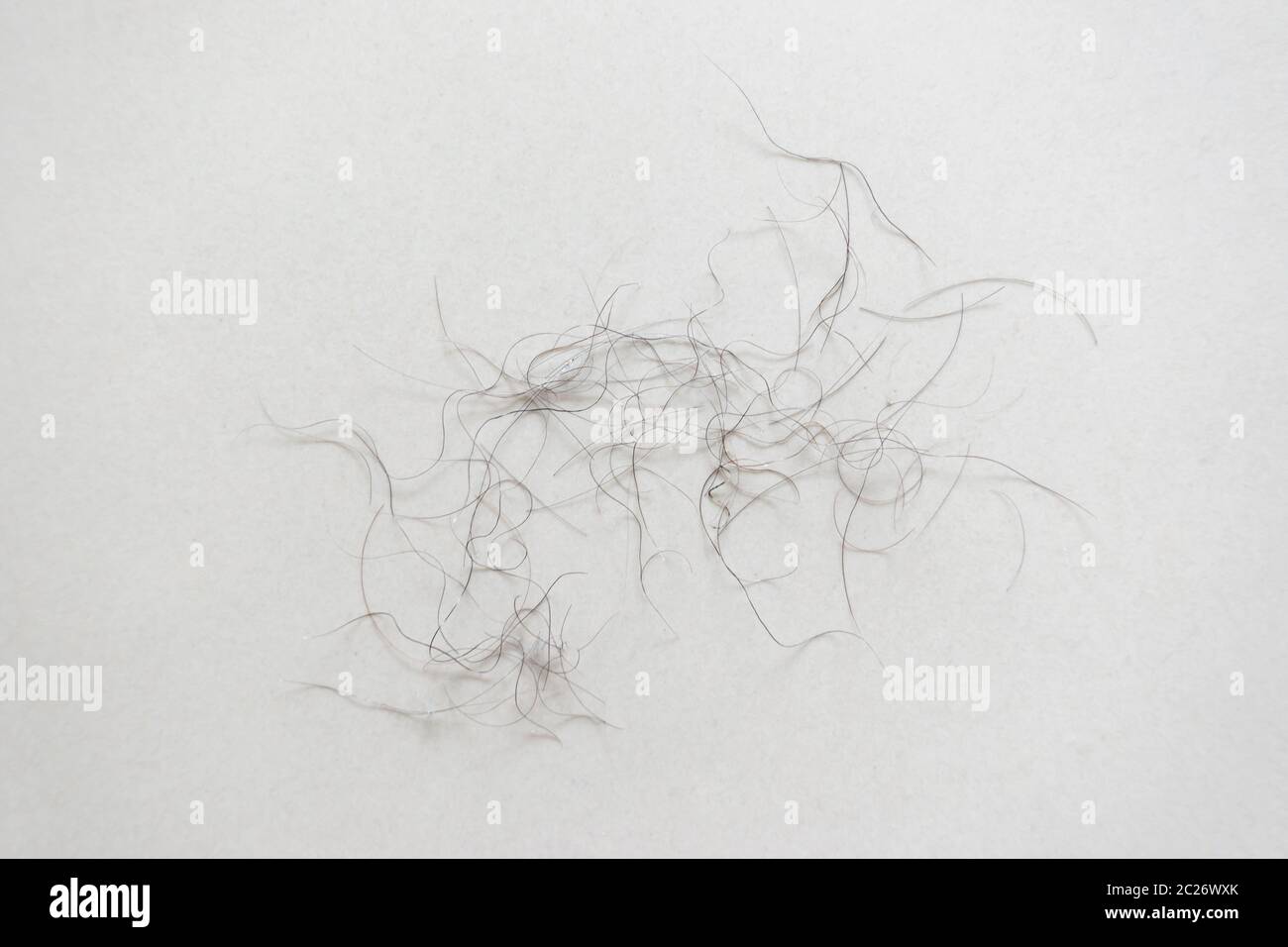 Capelli pubici cadere sul pavimento della camera Foto Stock