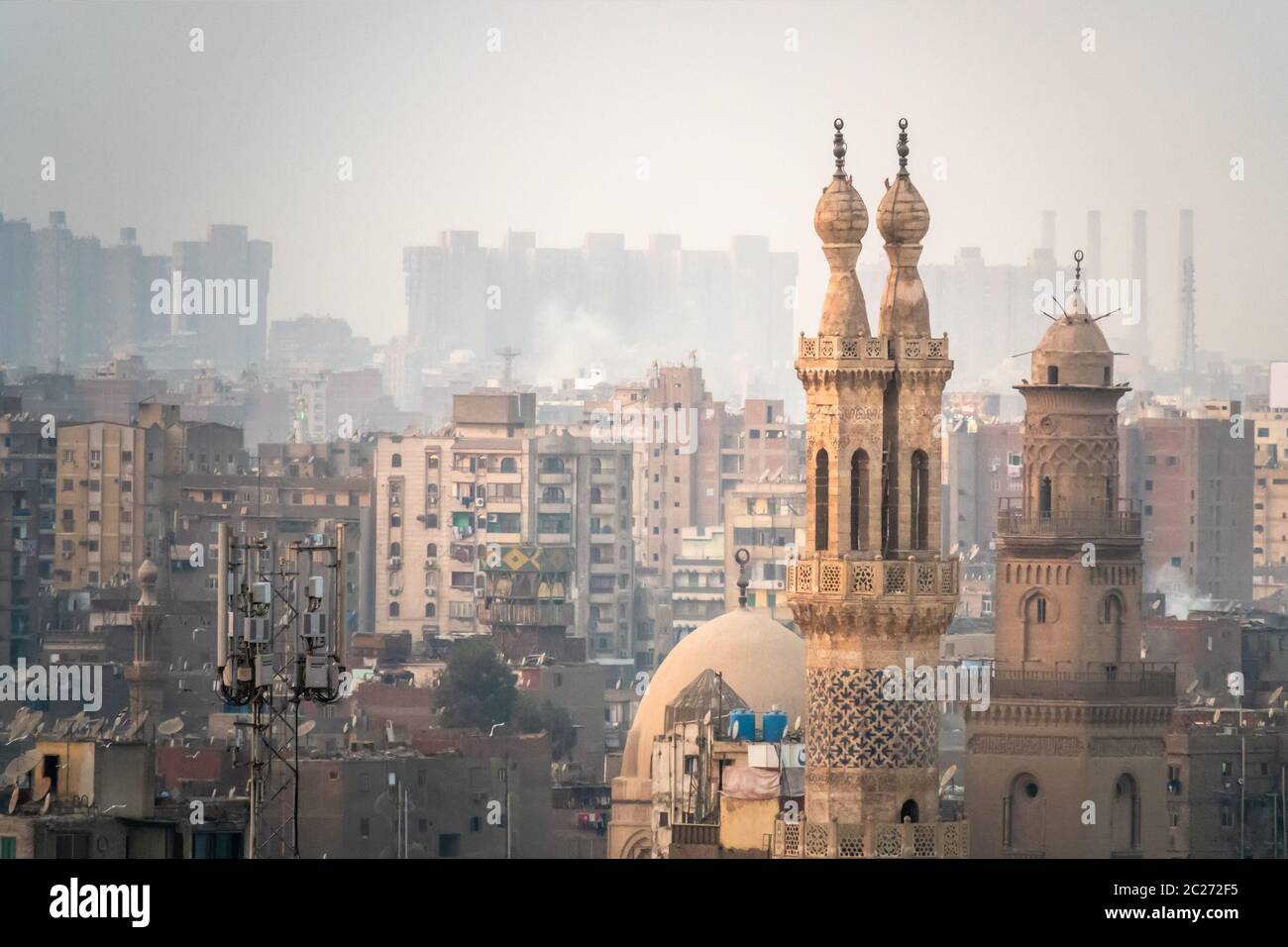 Minareto della moschea in Il Cairo Egitto Foto Stock