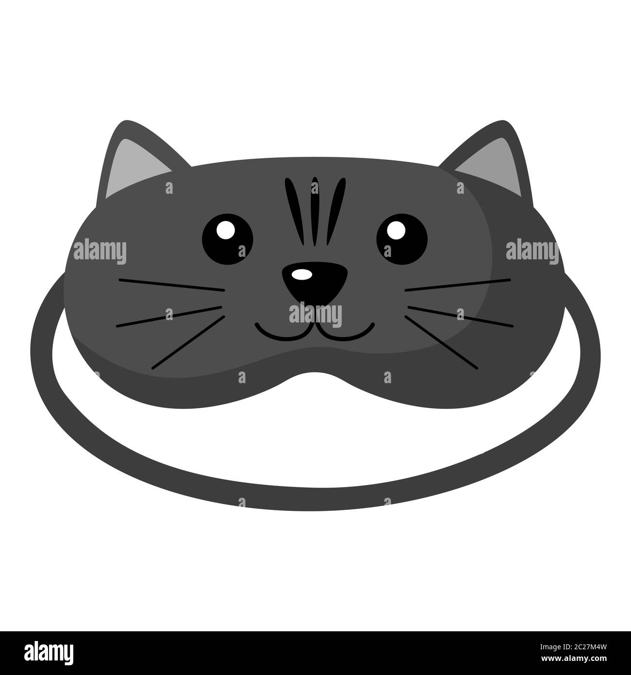 Bambini dormono maschera gatto su sfondo bianco. Maschera facciale per l'uomo che dormiva isolato in un'illustrazione vettoriale piatta. Illustrazione Vettoriale