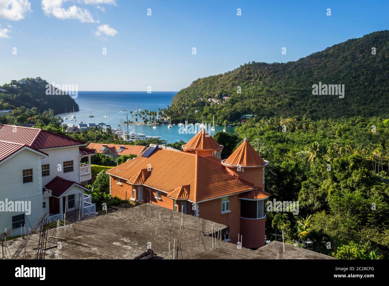 Caraibi - Santa Lucia, Mar dei Caraibi nella baia di Marigot Foto Stock