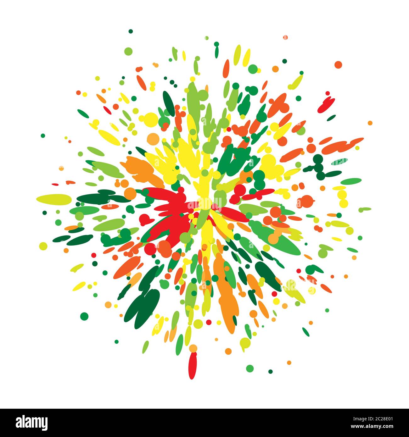 Esplosione di spruzzi di vernice arcobaleno. Elemento tipografico cartoon Illustrazione Vettoriale