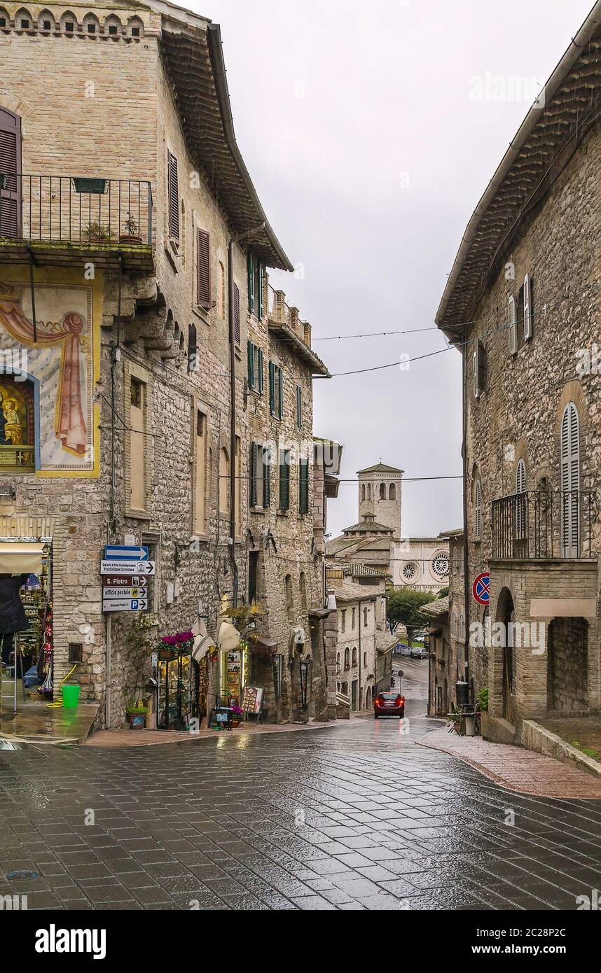 via ad Assisi, Italia Foto Stock