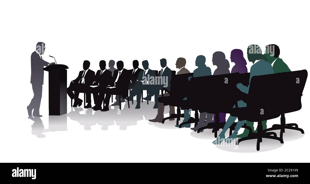 Discussione, e panelÂ degli uomini d'affari Foto Stock