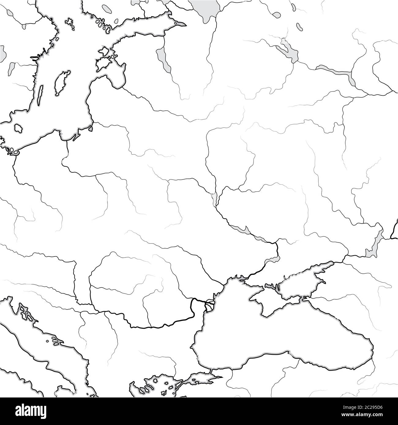 Mappa delle terre SLAVICHE e BALTICHE: Ukraïne, Lituania, Polonia, Repubblica Ceca, Croazia, Romania, Ungheria. Grafico geografico. Foto Stock