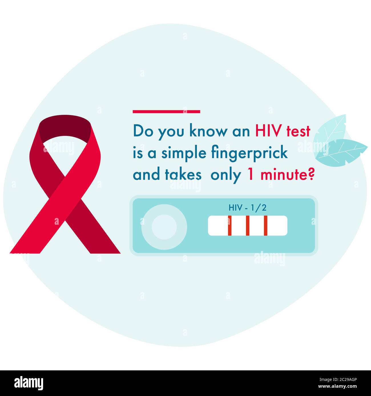 Concetto di test HIV. Nastro rosso. Giornata mondiale dell'AIDS. Illustrazione Vettoriale