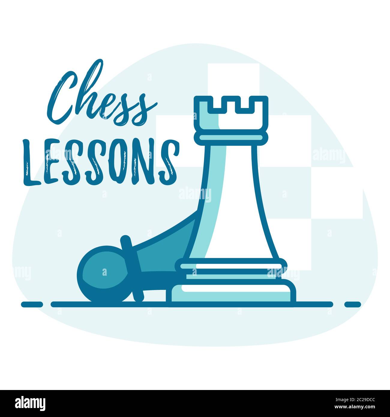 Concetto vettoriale delle lezioni di scacchi. Modello per il club degli Scacchi o la scuola degli Scacchi. Illustrazione Vettoriale