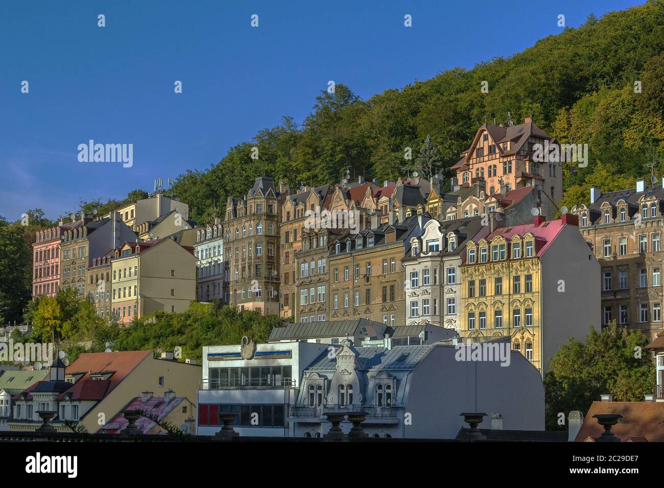 Vista di Karlova Vary, repubblica Ceca Foto Stock