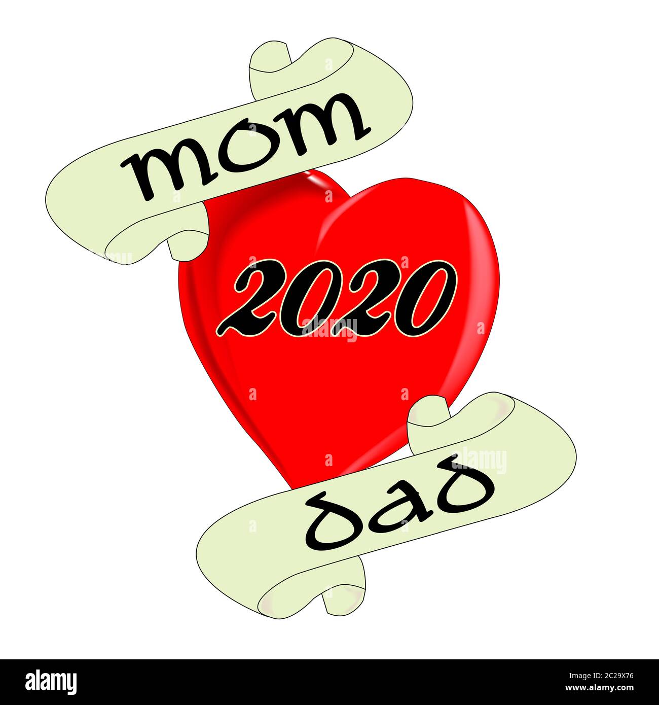 Un tatuaggio immagine di stile del 'amore mamma e papà' logo con 2020 data Foto Stock