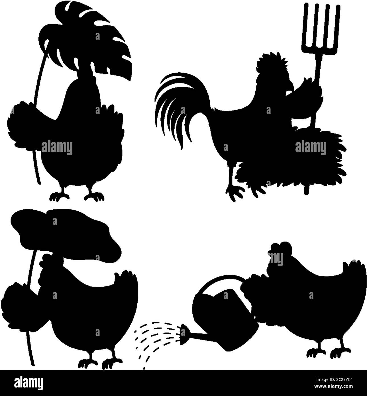 Illustrazione della silhouette del pollo Illustrazione Vettoriale