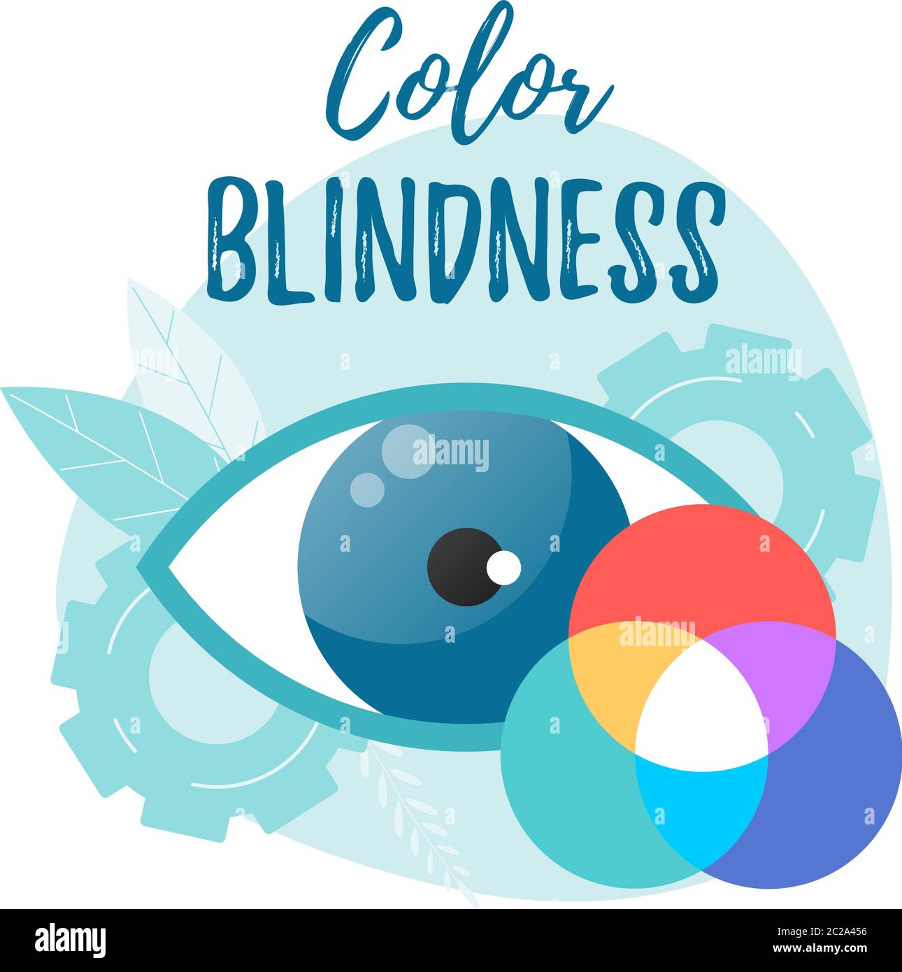 Concetto piatto vettoriale di cecità colore. Daltonismo. Optometria, illustrazione oftalmologica. Illustrazione Vettoriale