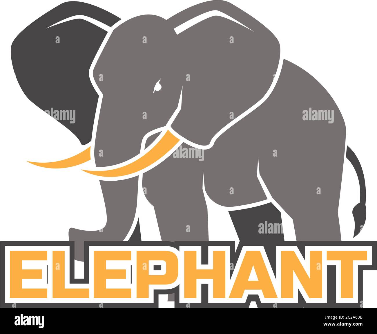logo elefante isolato su sfondo bianco, illustrazione vettoriale Illustrazione Vettoriale