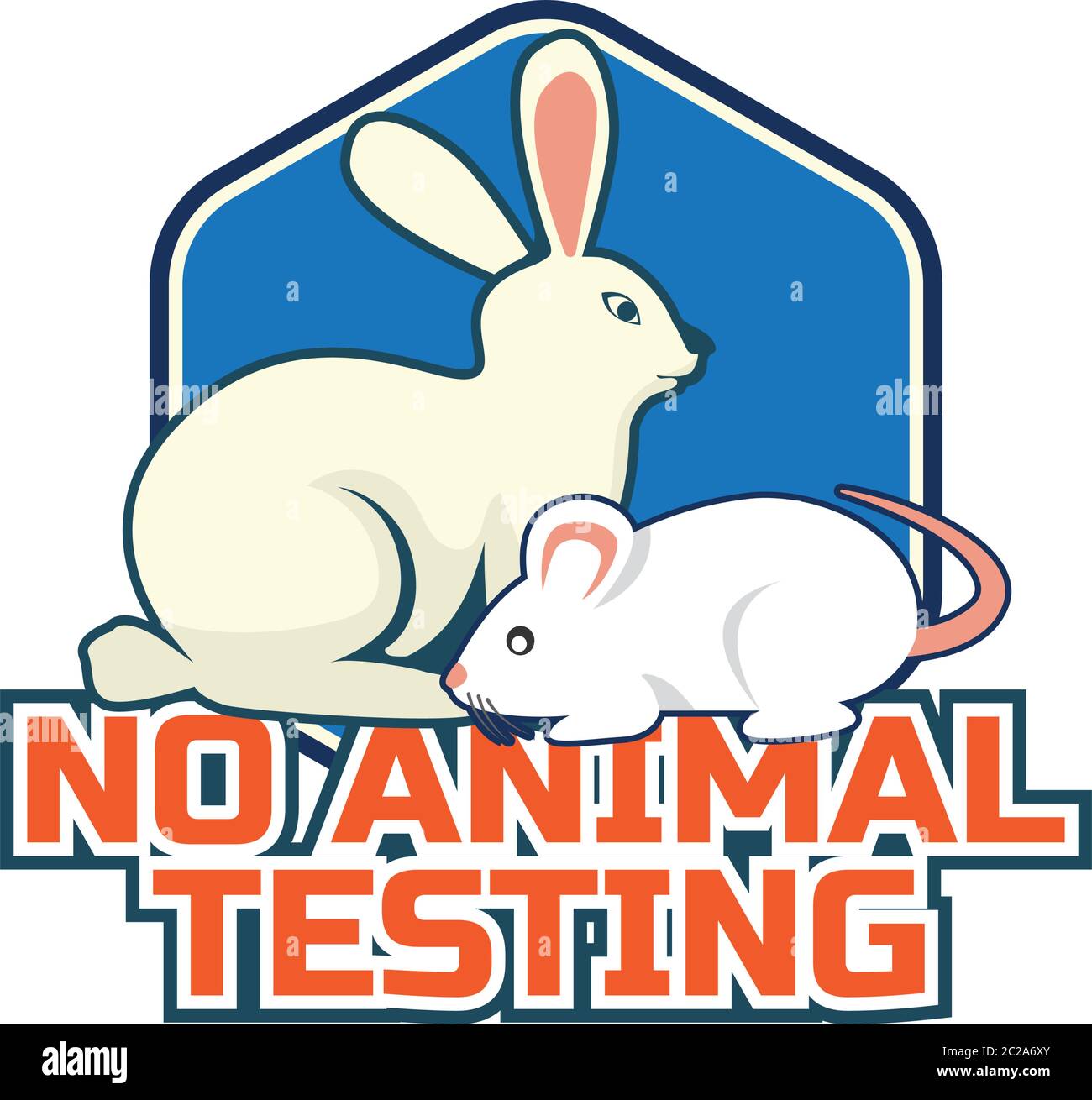 non testato su animali, crudeltà libera, nessun logo di test per il medico o la clinica, illustrazione vettoriale Illustrazione Vettoriale