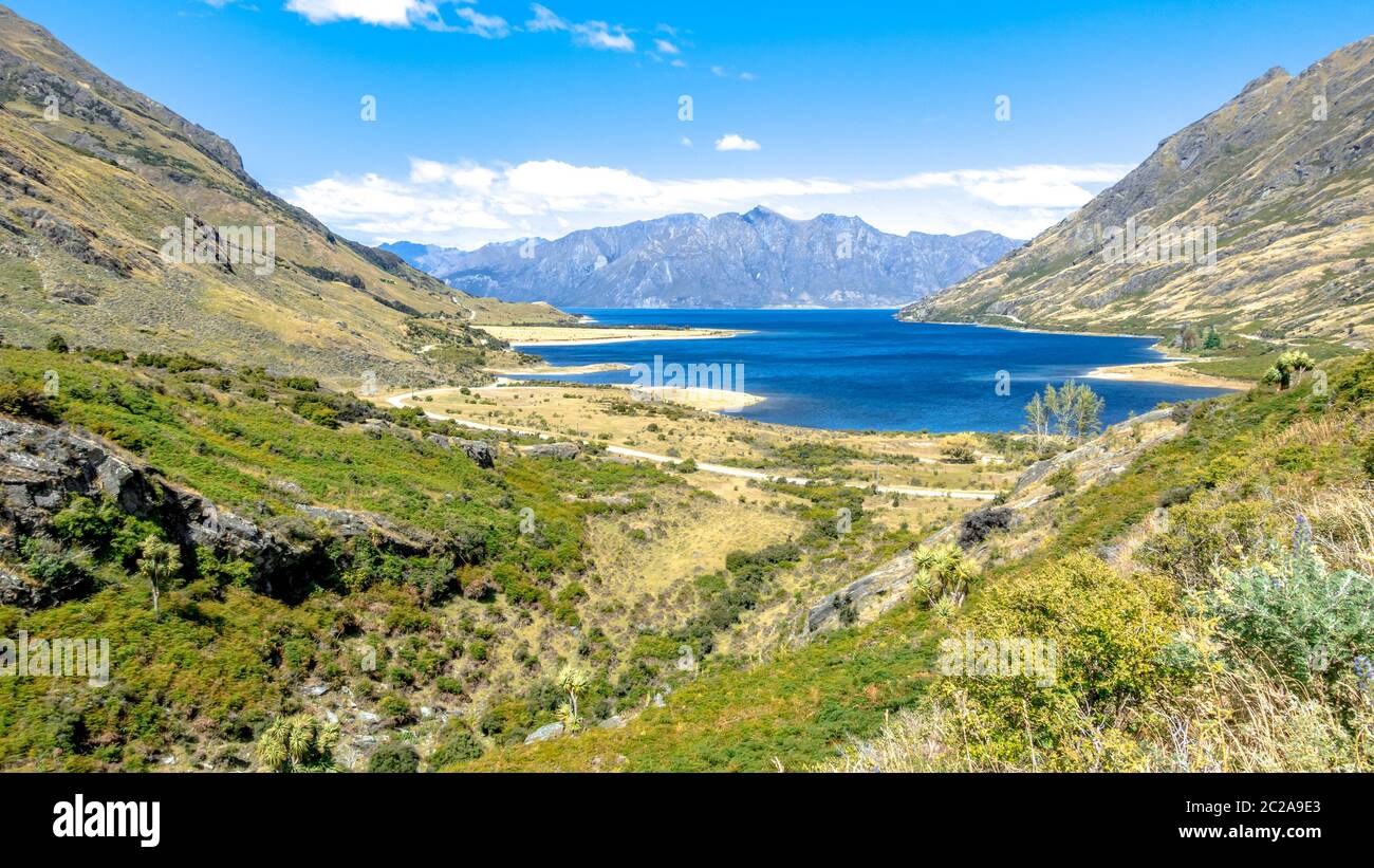 Il lago Wanaka; Nuova Zelanda isola del sud Foto Stock