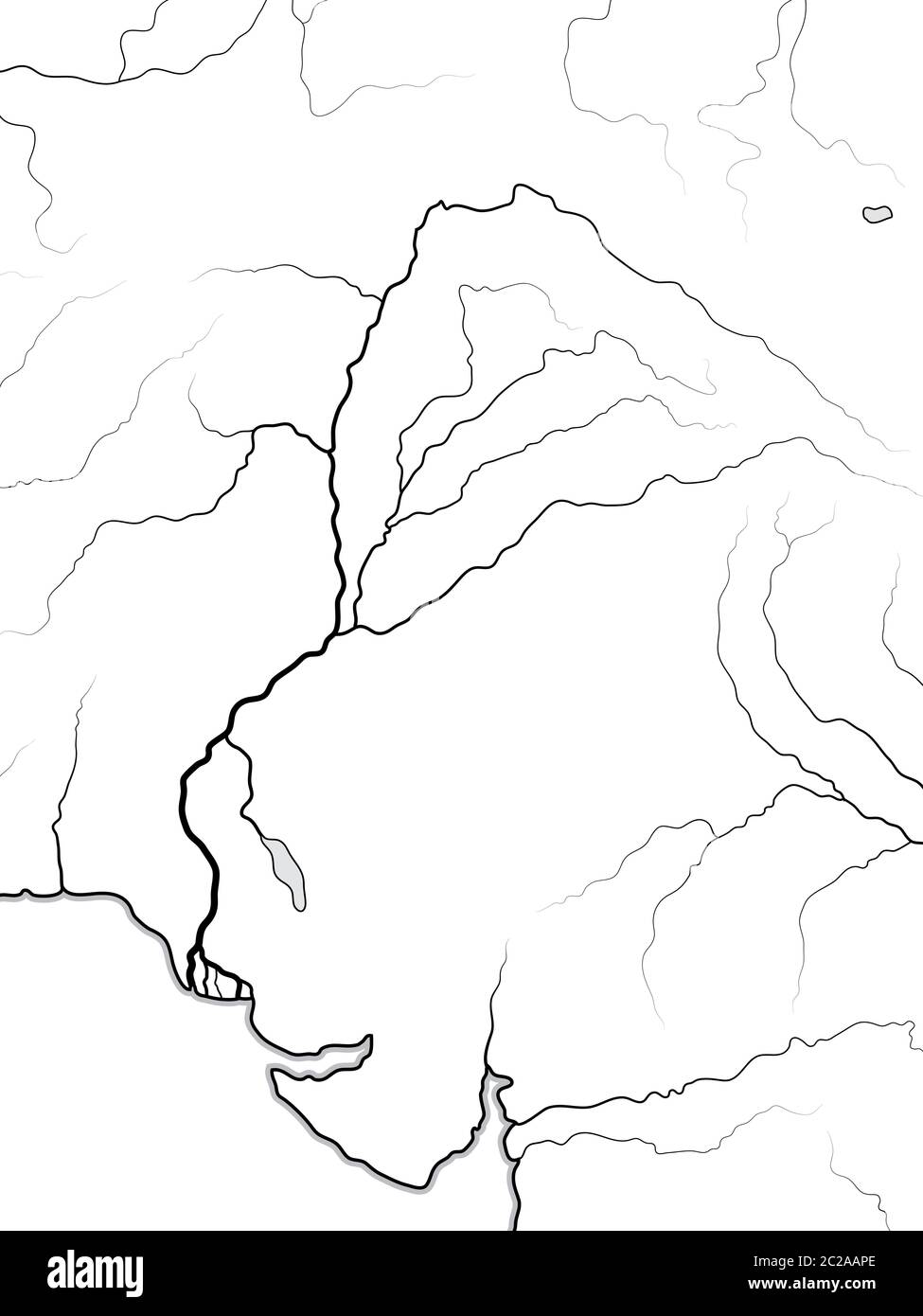 Mappa mondiale della Valle DELL'INDO: India, Pakistan, Indù, Pashtunistan, Punjab (cinque fiumi sacri). Grafico geografico. Foto Stock