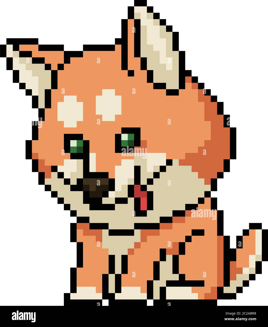 vettore pixel art cane shiba isolato cartone animato Illustrazione Vettoriale
