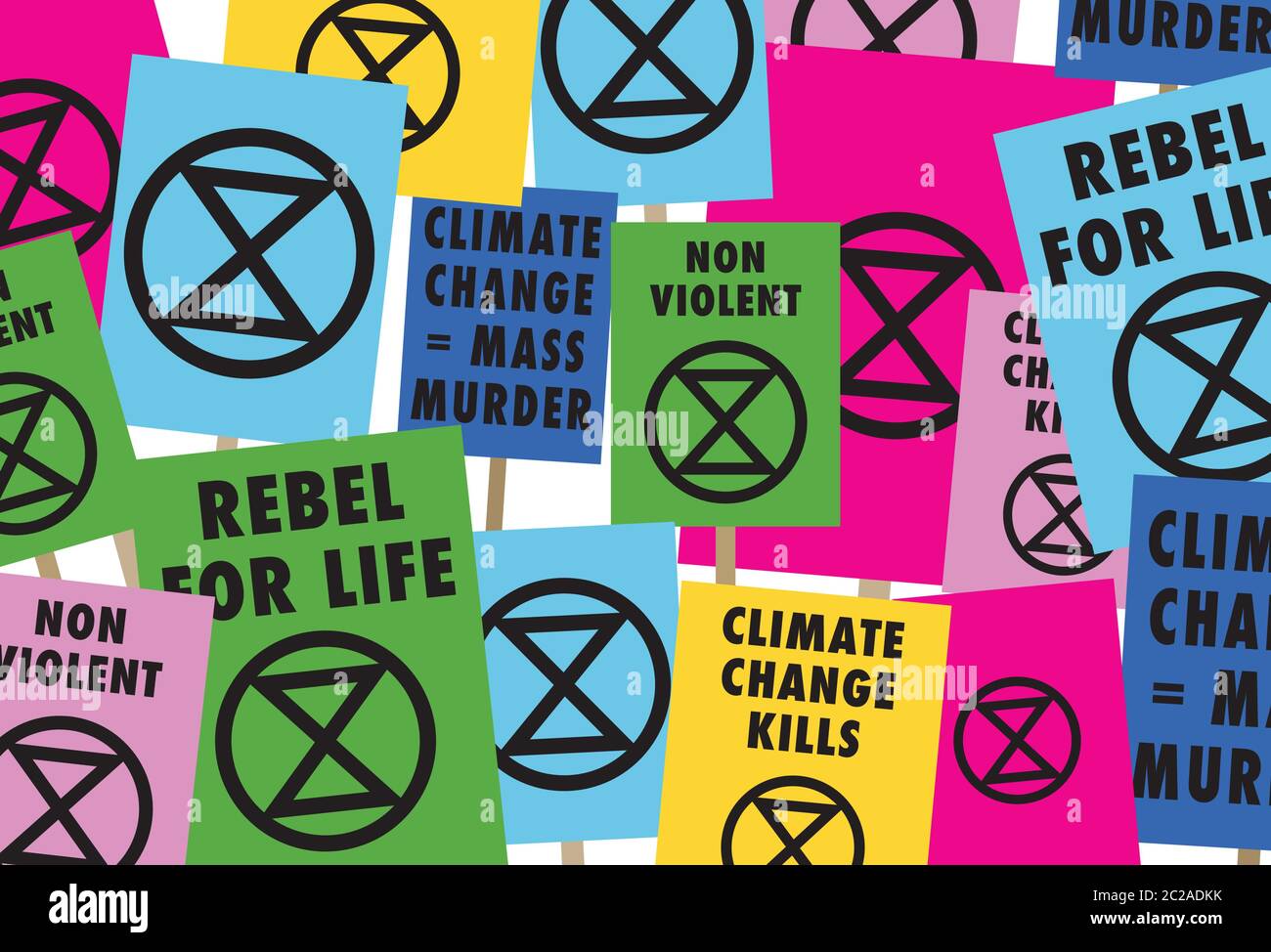 I cartelli per la ribellione per l'estinzione dei cambiamenti climatici Illustrazione Vettoriale